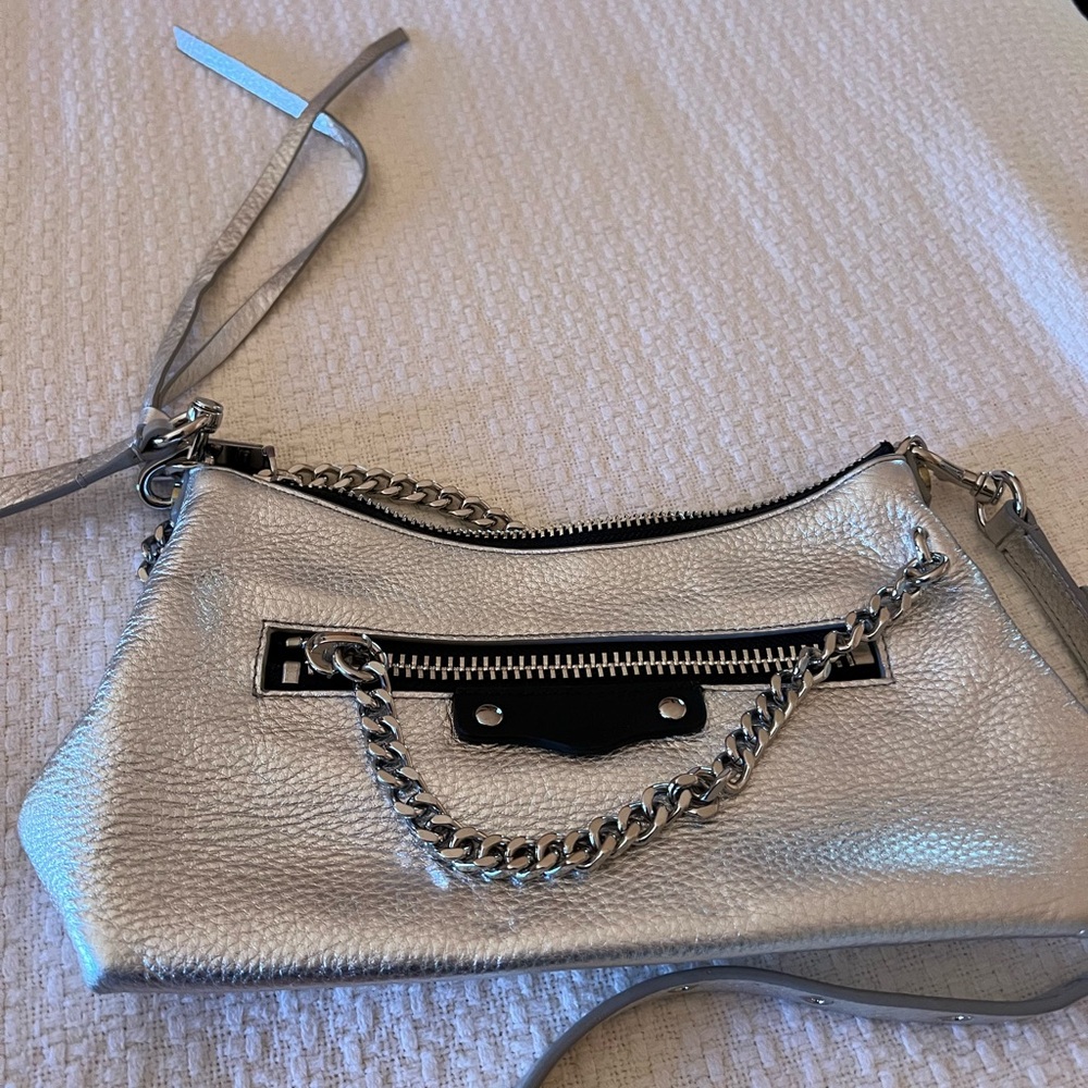 Rebecca minkoff leather silver bag